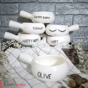 فروش عمده ظرف سس سرامیکی دسته دار تکست