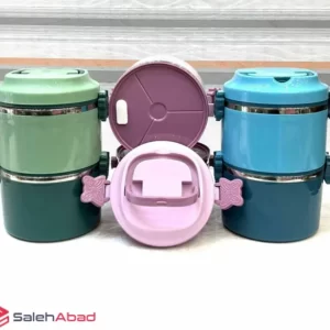 فروش عمده ظرف حمل غذا دو طبقه گرد پروانه