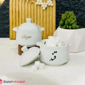 فروش عمده قندان سرامیکی سفید تکست