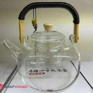 فروش عمده قوری پیرکس صافی دار دسته چرمی