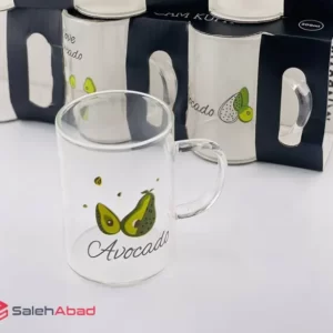 فروش عمده لیوان پیرکس دسته دار آووکادو