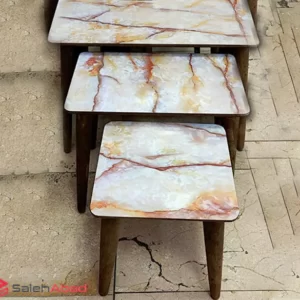 فروش عمده میز عسلی چوبی 3 تکه طرح ماربل