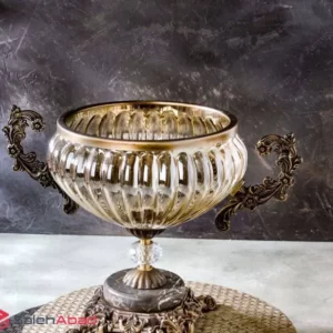 فروش عمده کاسه آجیل خوری شیشه ای لب طلا