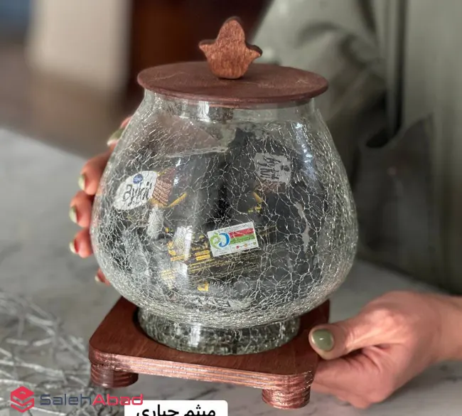 فروش عمده شکلات خوری شیشه ای درب چوبی