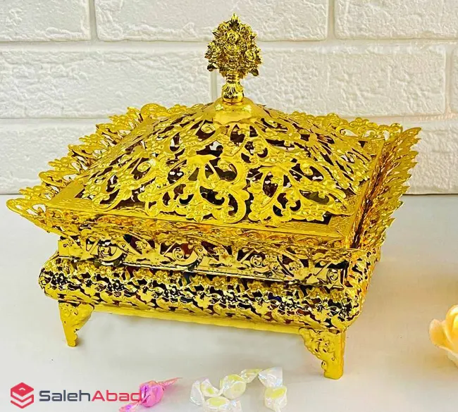 فروش عمده شکلات خوری فلزی مربع طلایی