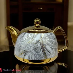 فروش عمده قوری سرامیکی طلایی طرح دار