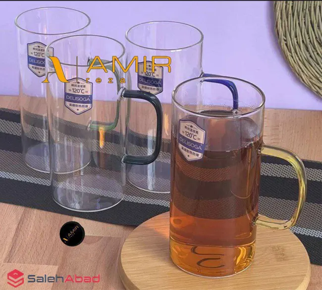 فروش عمده ماگ پیرکس بلند دسته رنگی