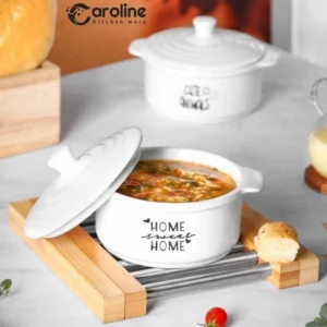 سوپ‌ خوری سرامیکی درب‌ دار طرح HOME