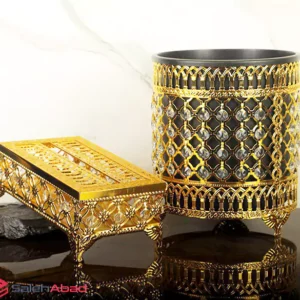 فروش عمده سطل و جا دستمال فلزی نگین دار