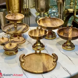 فروش عمده ظروف پذیرایی چوبی طرح گنجشک