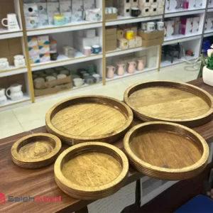 فروش عمده ظرف تنقلات چوبی گرد 5 تایی