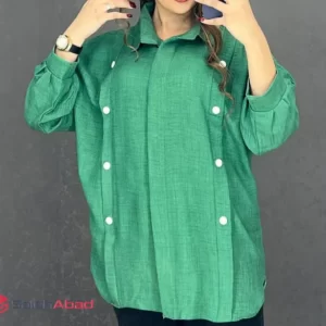 فروش عمده شومیز لینن رنگی جلو دکمه