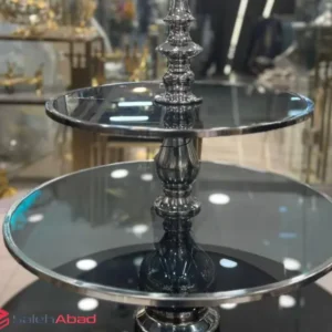 فروش عمده ظرف پذیرایی دو طبقه شیشه ای