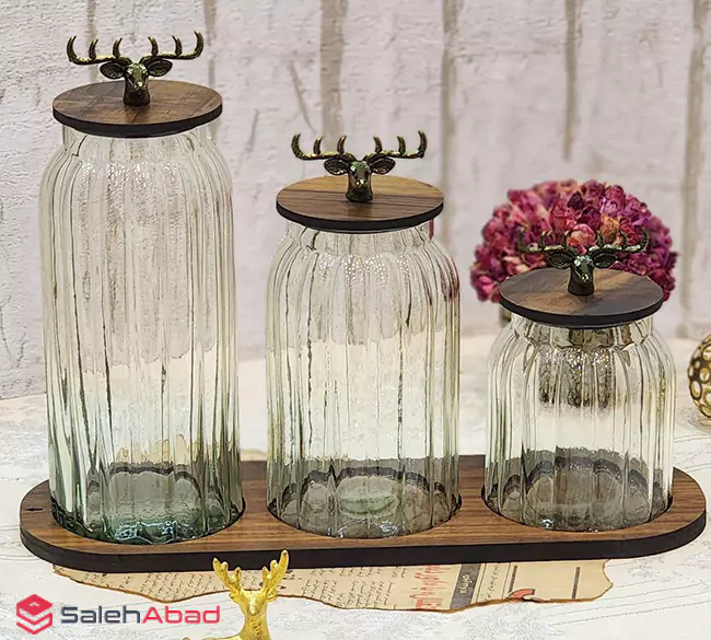 فروش عمده ست پاسماوری شیشه ای طرح گوزن