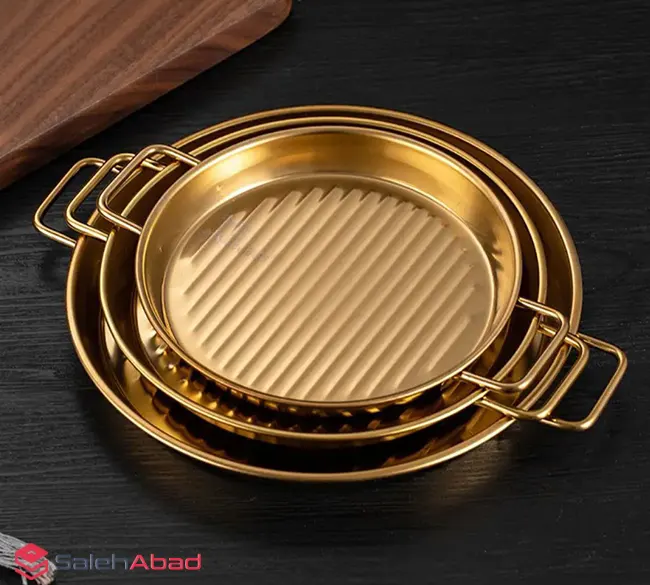 فروش عمده تابه گریل استیل گرد دو دسته