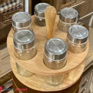 فروش عمده جا ادویه گردان چوبی 6 عددی