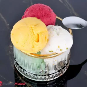 فروش عمده دسر خوری شیشه ای لب طلا دنیز