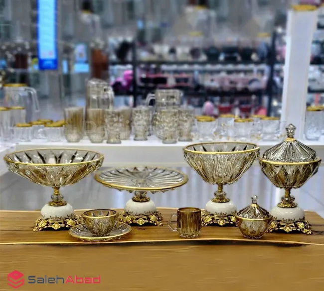 فروش عمده ست 25 پارچه شامپاینی لب طلایی