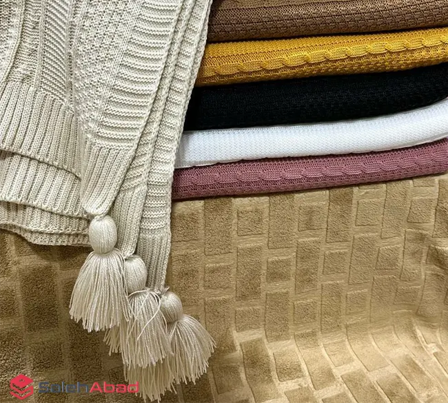 فروش عمده شال مبل نخی منگوله دار