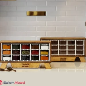 فروش عمده فایل جا ادویه چوبی 15 کشویی