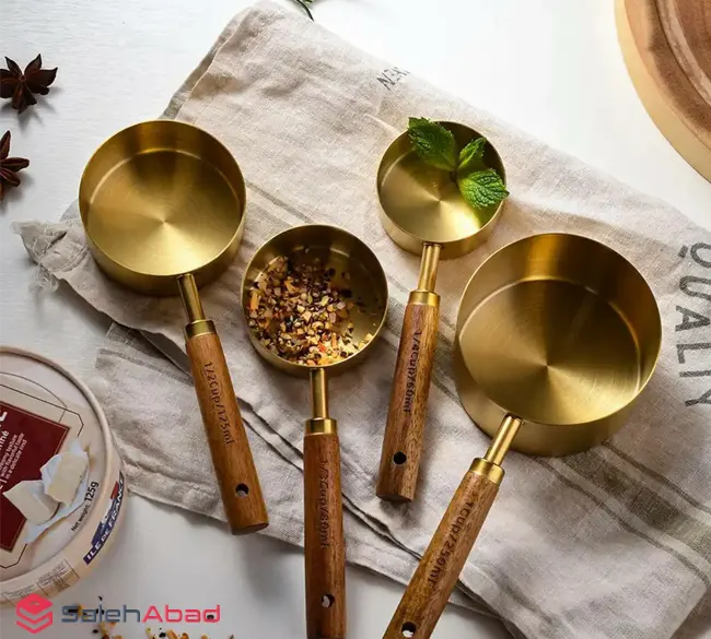 فروش عمده پیمانه استیل دسته چوبی