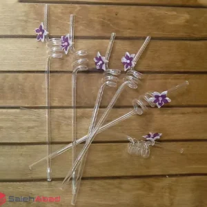 فروش عمده نی شربت شیشه ای طرح پیچ گلدار
