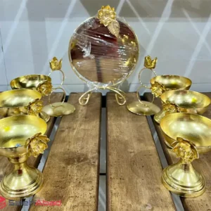 فروش عمده هفت سین فلزی طلایی گل برجسته