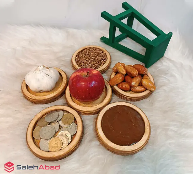 فروش عمده مجموعه ظروف 7 سین چوبی گرد