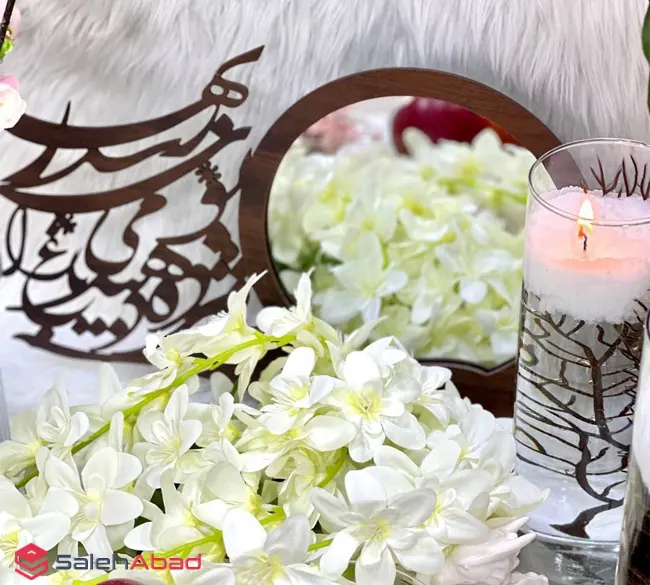 فروش عمده آینه هفت سین گرد پایه چوبی