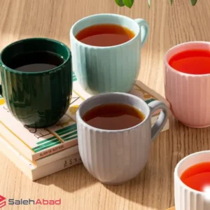فروش عمده ماگ سرامیک رنگی طرح شیاردار