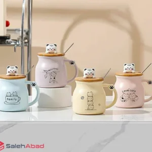 فروش عمده ماگ سرامیک درب چوبی طرح گربه