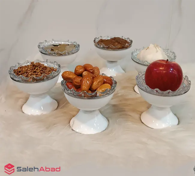 فروش عمده هفت سین بلور پایه فلزی 6 تکه