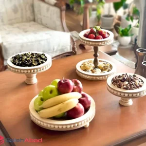 فروش عمده ست پذیرایی چوبی مهره دار 4 تکه