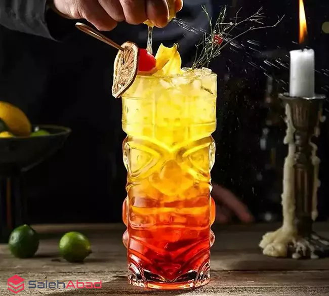 فروش عمده لیوان شیشه ای آلوا مدل تیکی