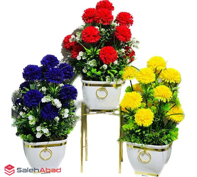 فروش عمده گلدان گل مصنوعی داوودی 13 گل