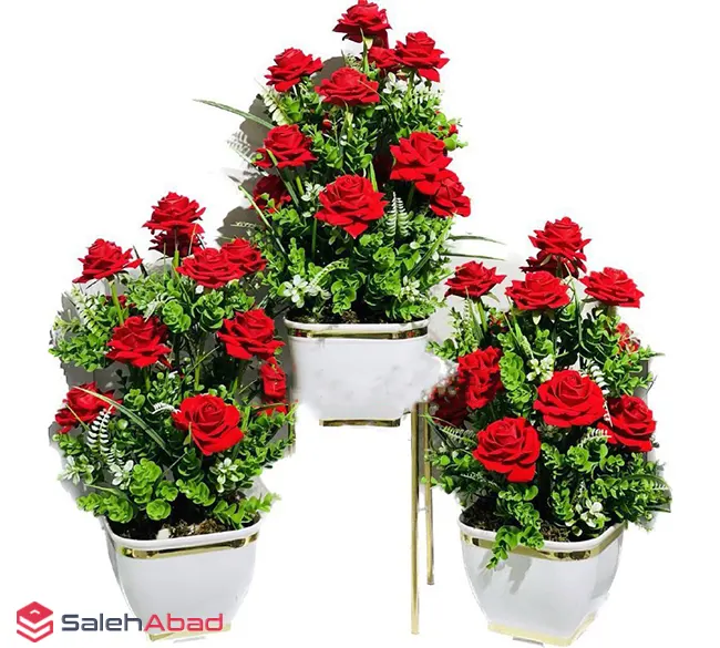 فروش عمده گلدان گل مصنوعی رز 13 گل