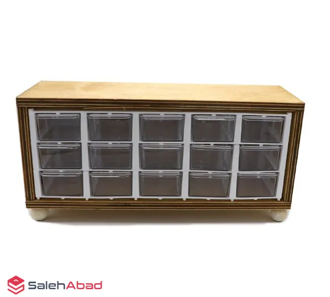 فروش عمده باکس جا ادویه چوبی 15 کشو