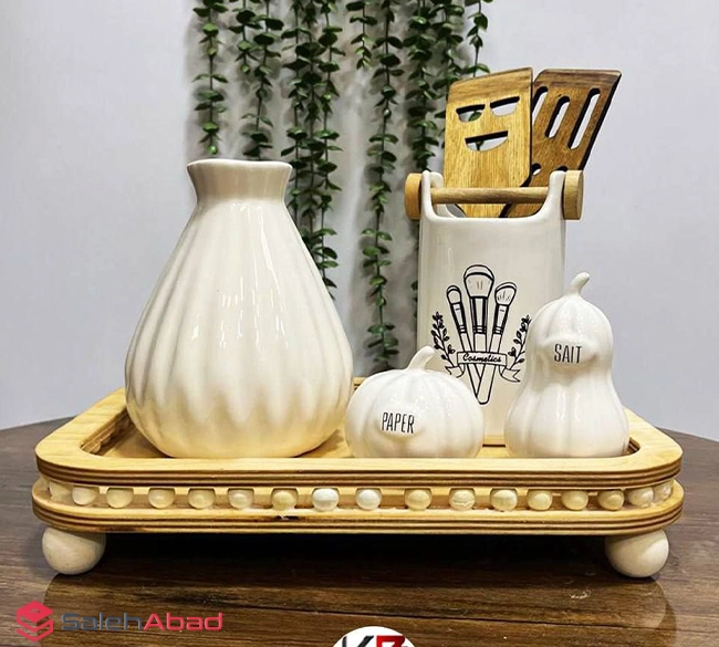 فروش عمده سینی مستطیل مهره دار چوبی