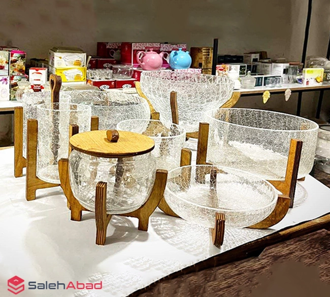 فروش عمده ست پذیرایی آبگز پایه چوبی