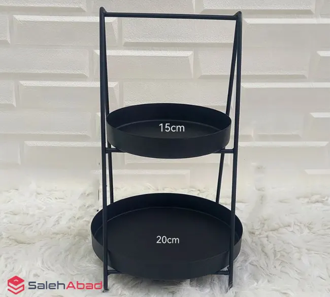 فروش عمده استند گالوانیزه مشکی گرد 2 طبقه