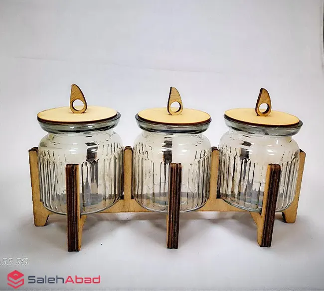 فروش عمده بانکه حبوبات استند چوبی 3 تایی