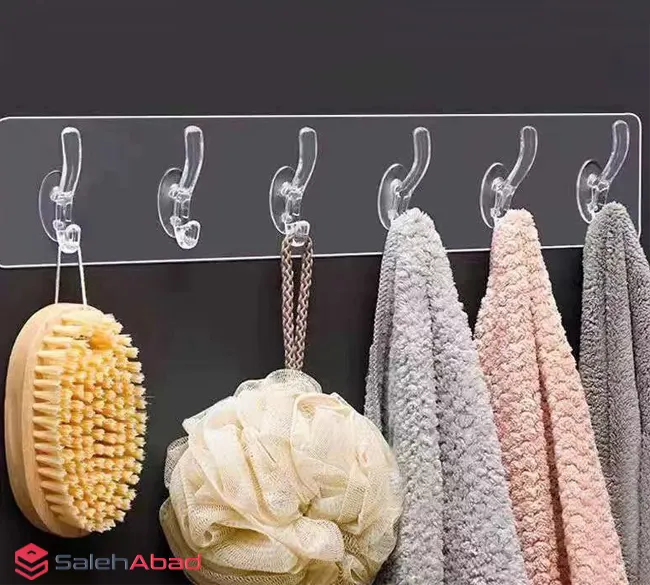 فروش عمده آویز چسبی دیواری 6 قلاب