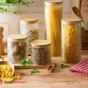 فروش عمده بانکه پیرکس استوانه درب چوبی