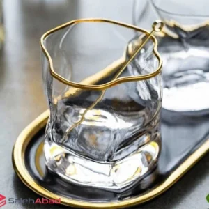 فروش عمده لیوان شیشه ای دفرمه لب طلا