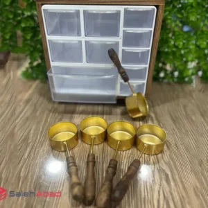 فروش عمده پیمانه طلایی دسته چوبی
