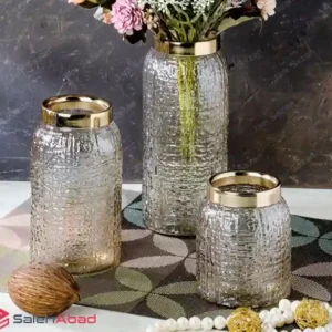 فروش عمده گلدان شیشه ای طوق طلا مدل زبرا