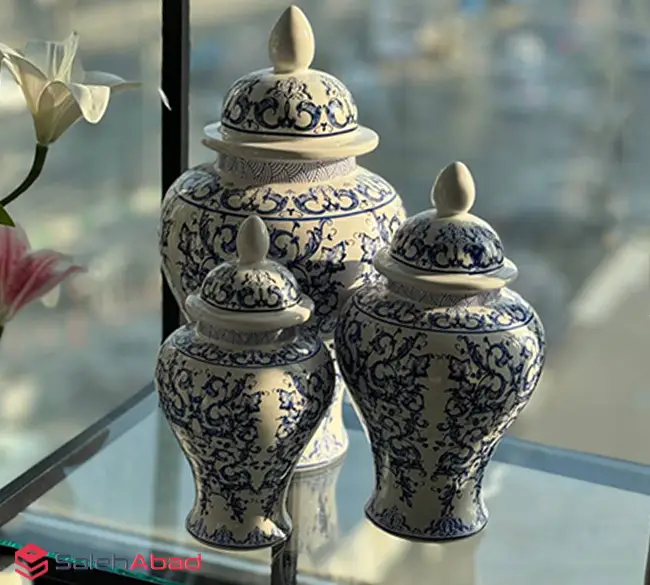 فروش عمده جینجر جار سرامیکی گلدار 3 عددی