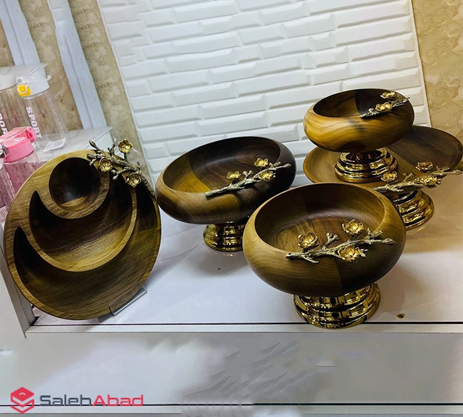 فروش عمده سرویس پذیرایی چوبی 5 تکه گلدار