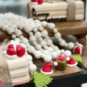 فروش عمده آویز مهره چوبی طرح کریسمس