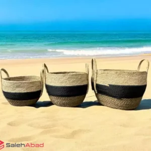 فروش عمده سبد گرد حصیر بافت 3 سایز